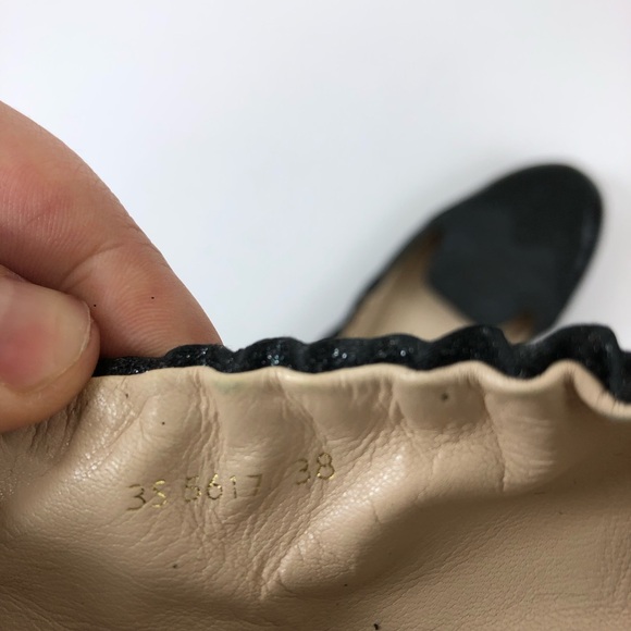 Prada Black Leather Glitter Ballet Flats size 38 - Picture 13 of 13